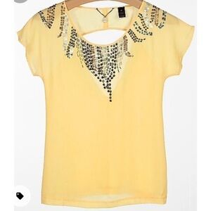 BKE Boutique Pale Banana Beaded Top